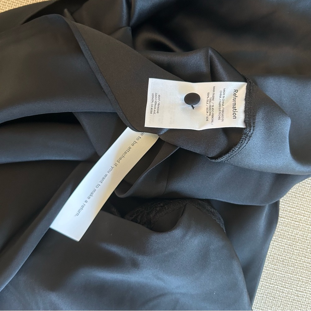 NWT Reformation Provence Lace Silk Midi Dress - Black Noir Classic - Picture 7 of 11